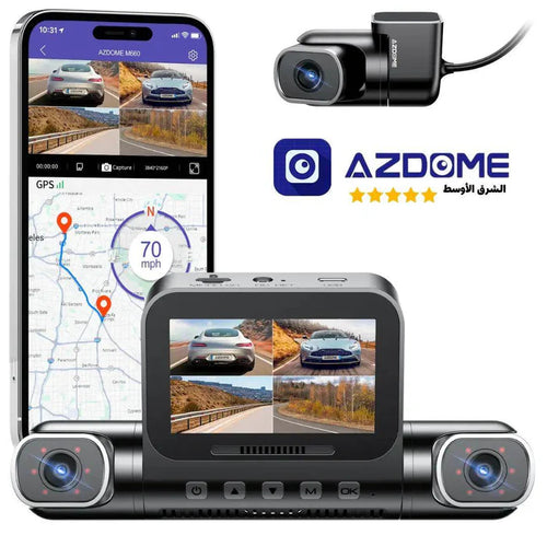Azdome M660 2K Dash Cam – كاميرا سيارة أزدوم أمامية وخلفية بتحكم صوتي