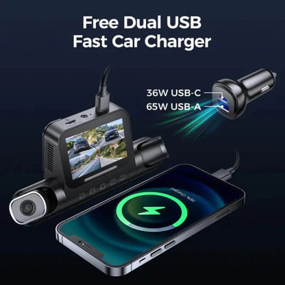 Azdome M660 2K Dash Cam – كاميرا سيارة أزدوم أمامية وخلفية بتحكم صوتي