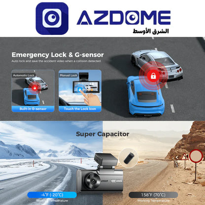 AZDOME M580 5K Dash Cam with GPS & WiFi - كاميرا سيارة أزدوم أمامية وخلفية بدقة 5K