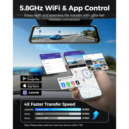 Azdome 4K+2.5K DashCam Mirror PG17 MAX – مرآة داش كام ذكية