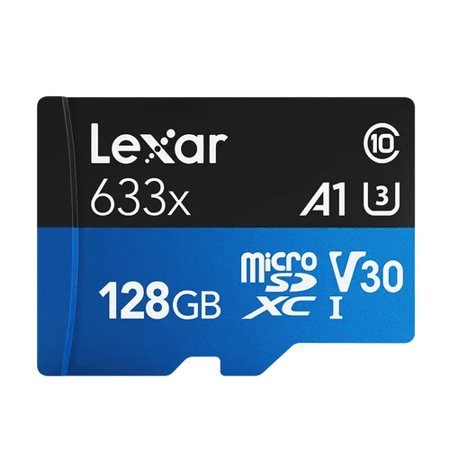 بطاقة ذاكرة Lexar microSDXC 128GB – أداء عالي، سرعة 633x، فئة A1، V30، U3