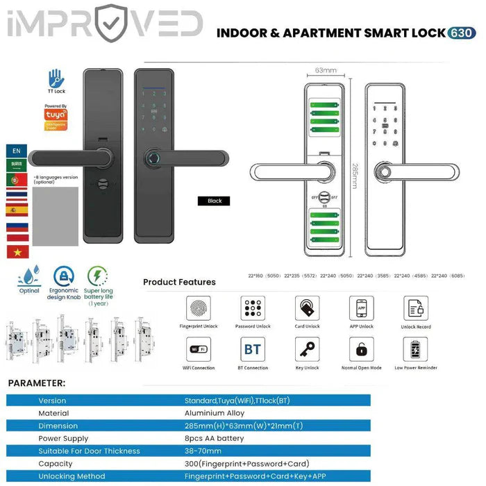 Smart Lock S630 –إمبروفد قفل باب ذكي إصدار